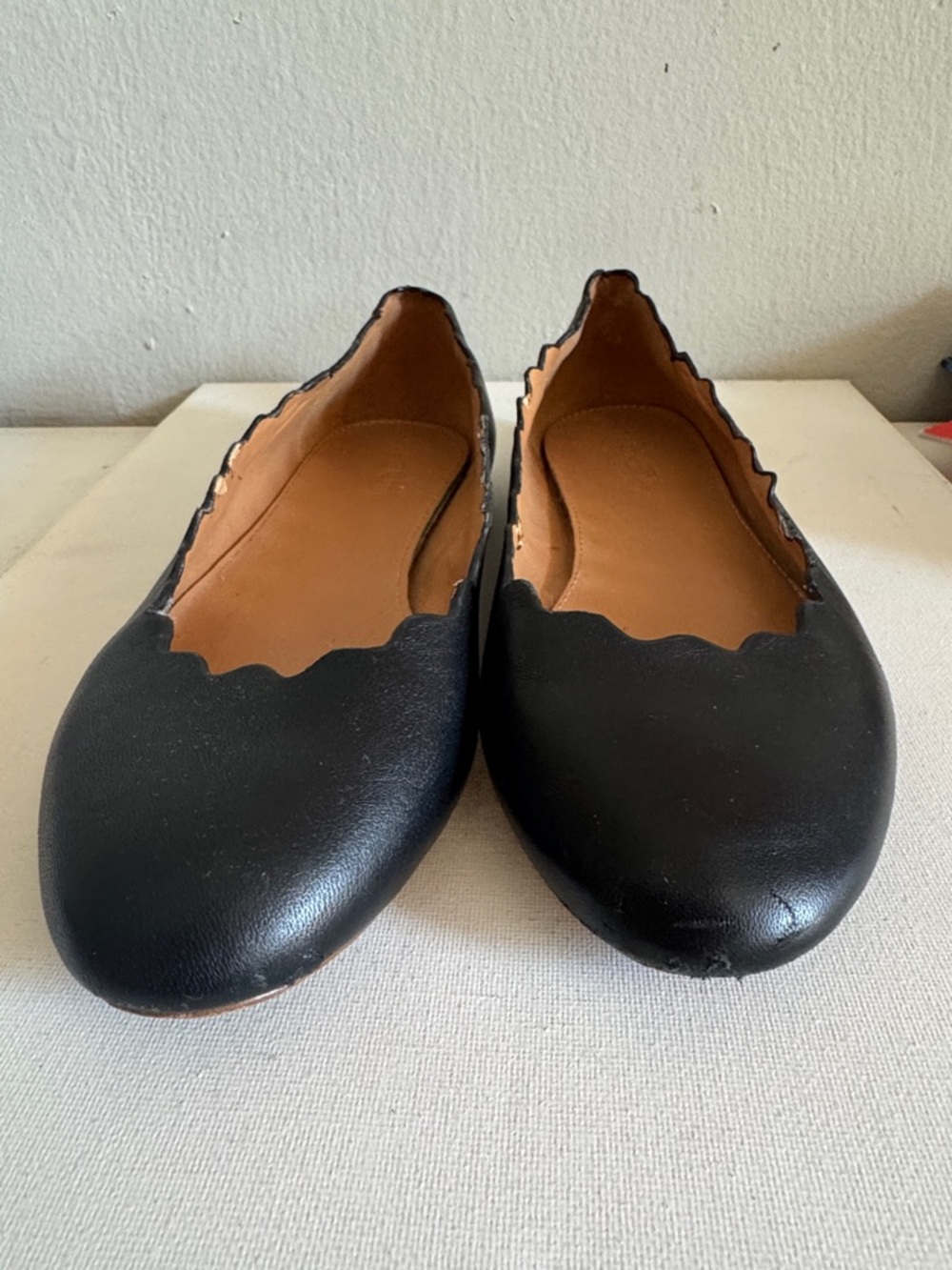 J. Crew Black Scalloped Leather Ballet Flats - Picture 4 of 5